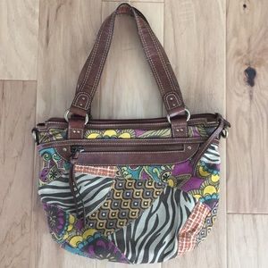 Fossil patchwork handbag